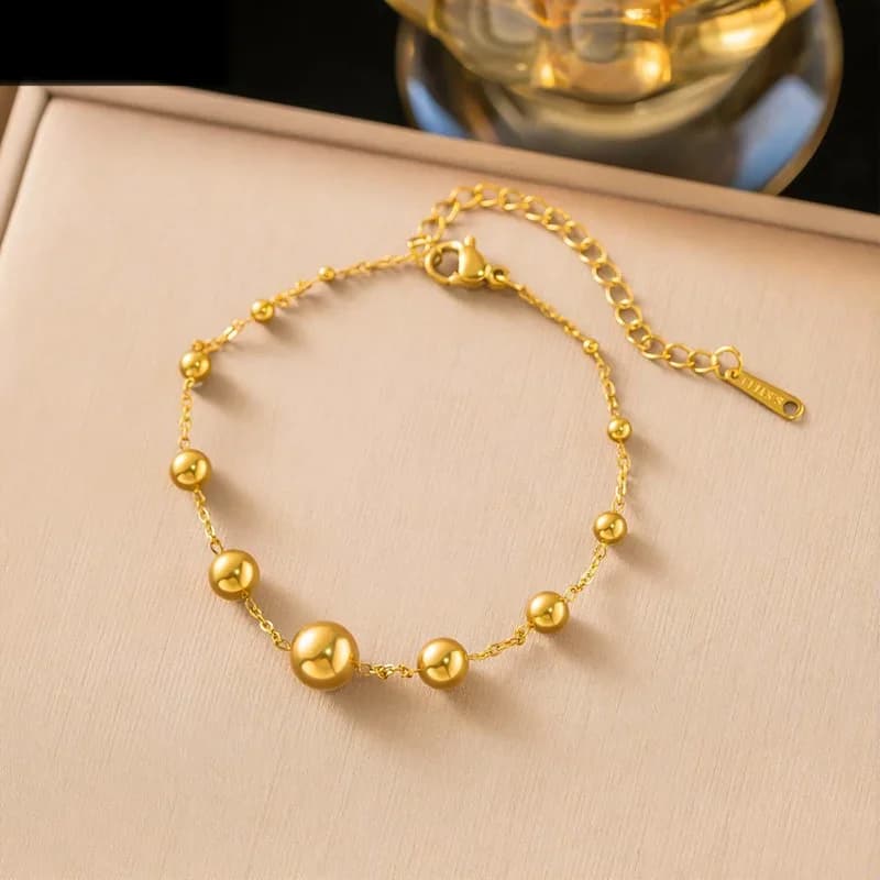 Gold Bead Chain Bracelet Bangle