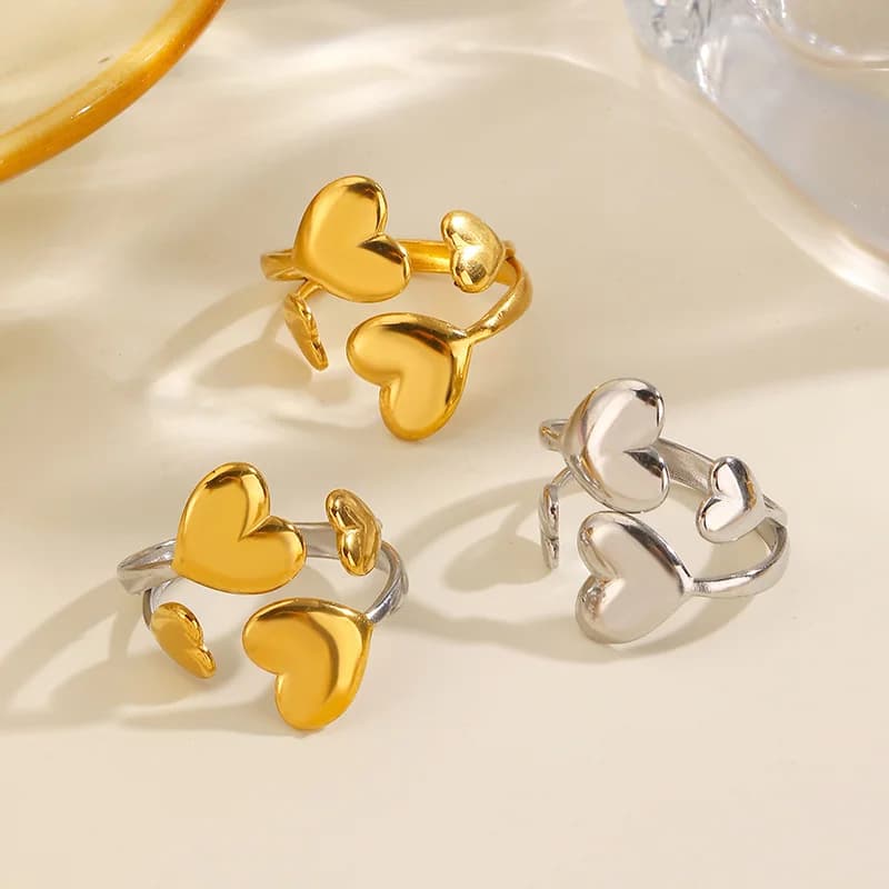 316L Stainless Steel Heart Adjustable Ring