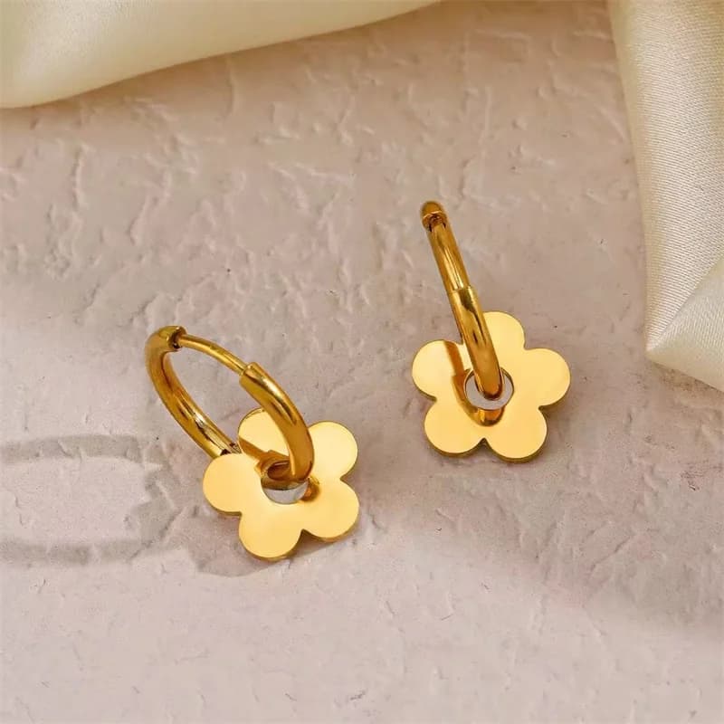 Stainless Steel Gold Bow Stud Earrings