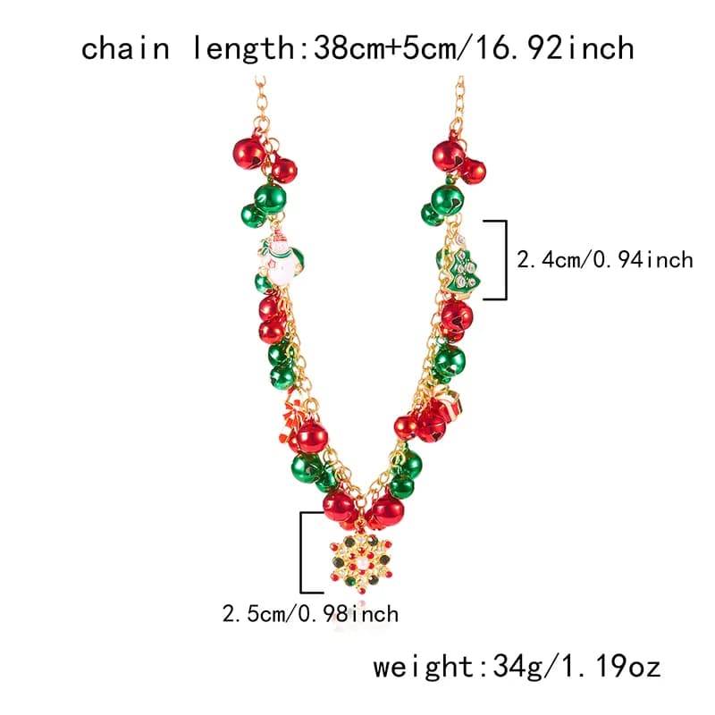 Christmas Snowflake and Bell Pendant Necklace