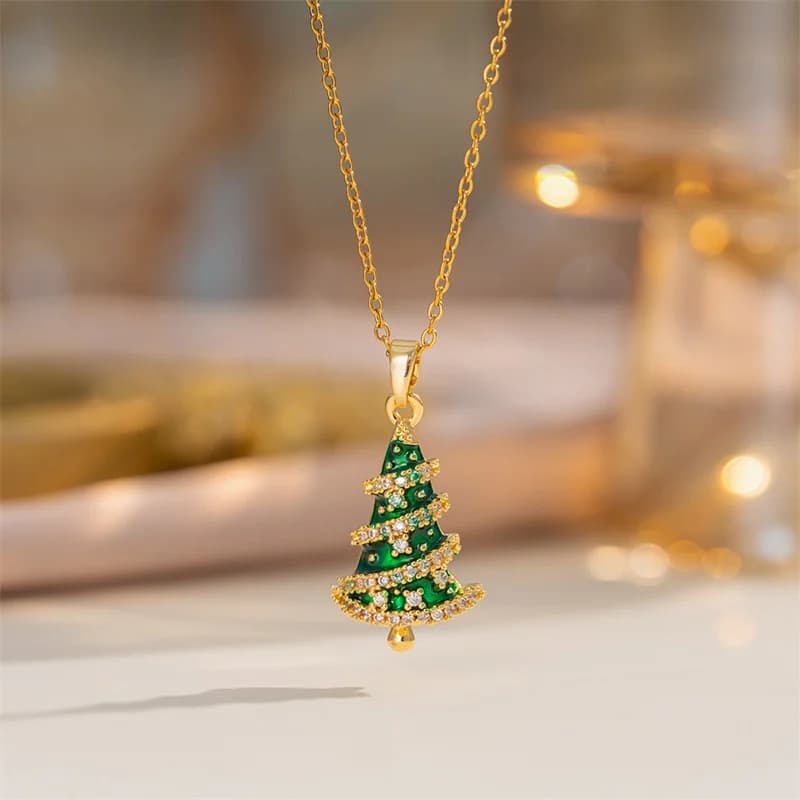 Sparkling Zirconia Christmas Pendant Necklace