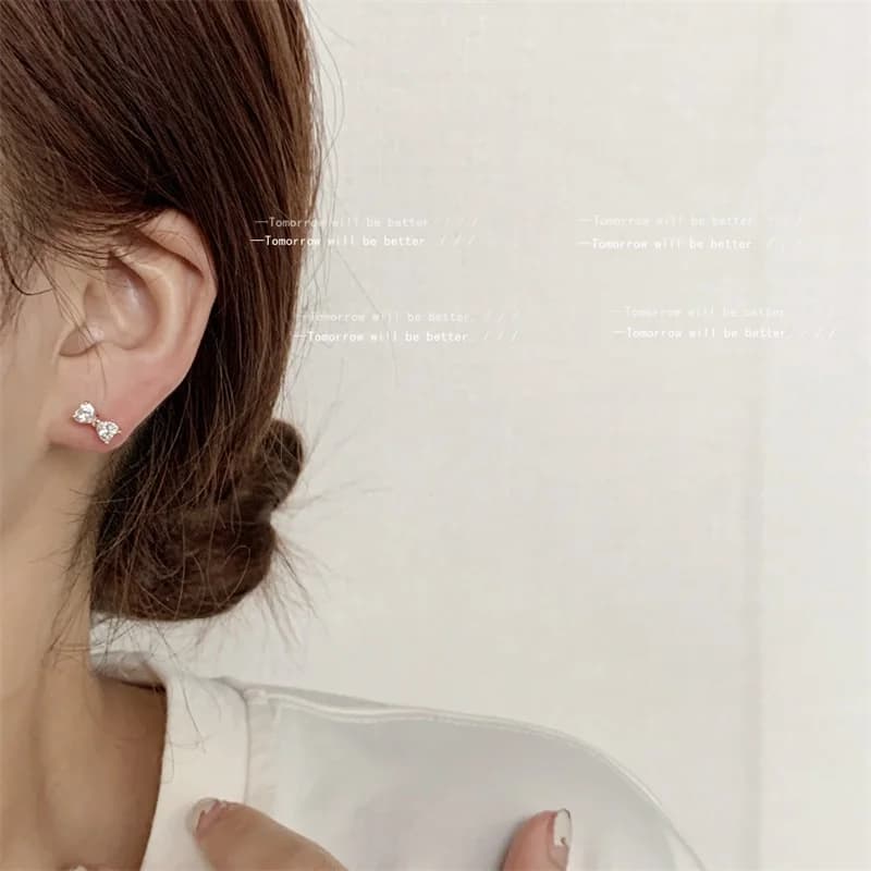 Stainless Steel Bow-Knot Zircon Stud Earrings