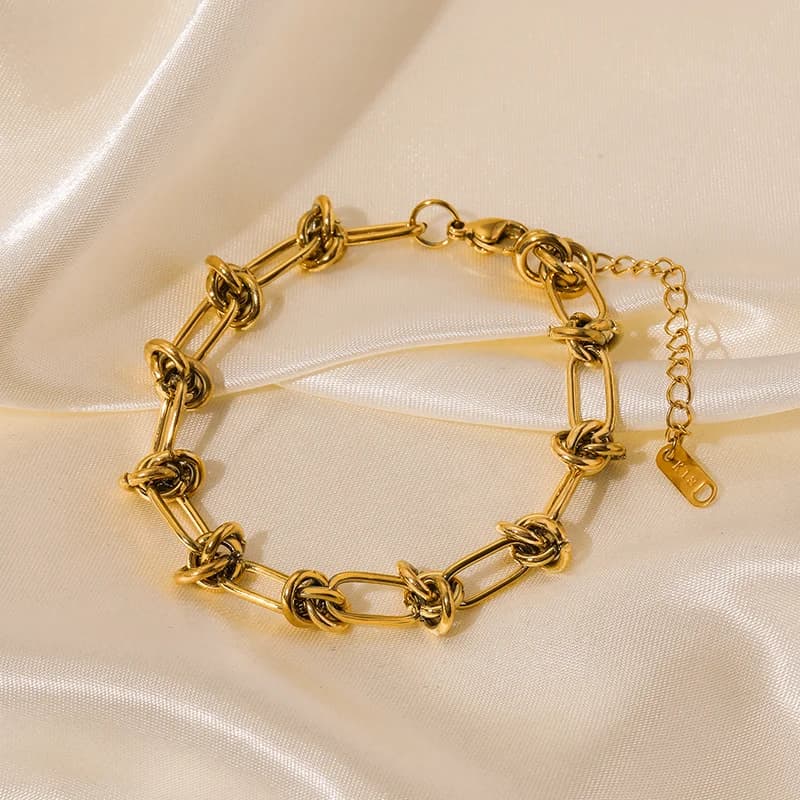 Knotting Chain Necklace and Bracelet Set, Gold