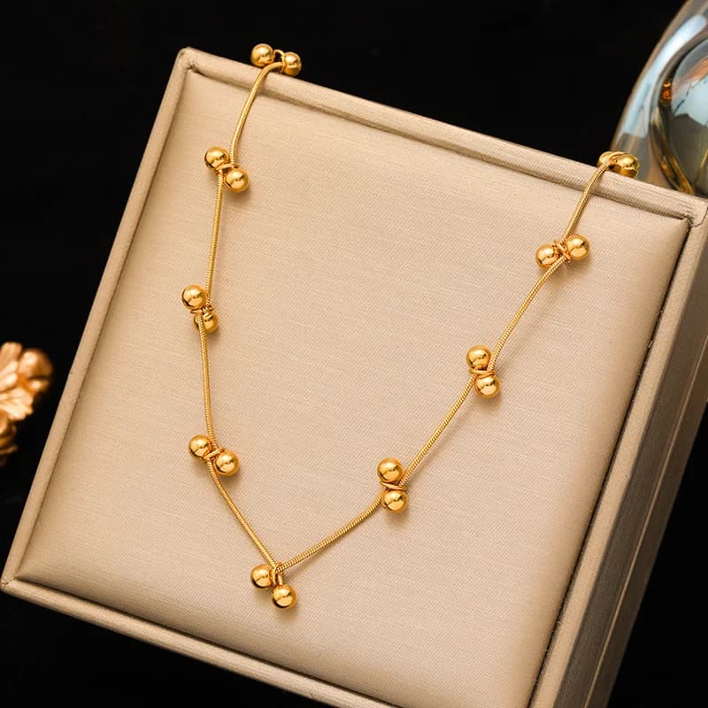 White Zirconia Double Layer Stainless Steel Necklace