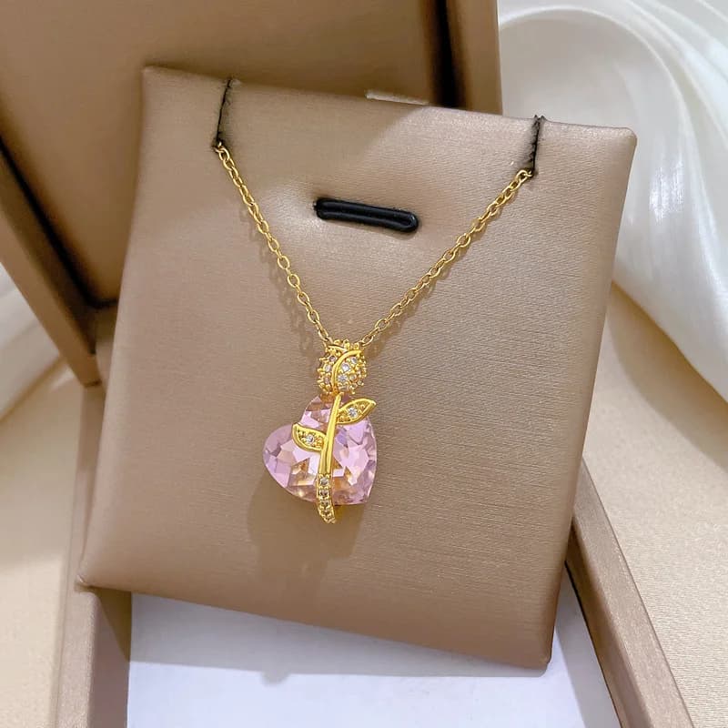 Cubic Zirconia Flower Pendant Necklace