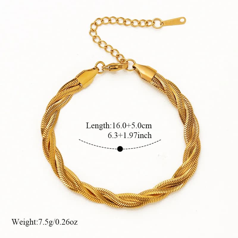 Stainless Steel Three-Layer Crossed Chain Bangle