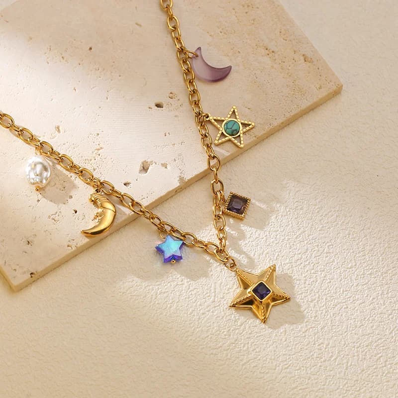 Starfish Pendant Necklace, Stainless Steel