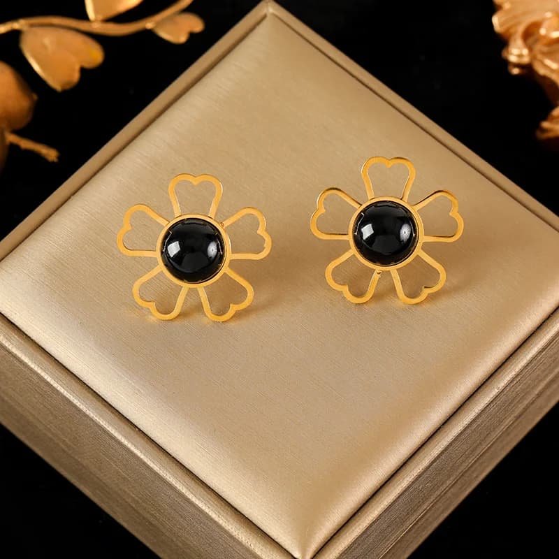 316L Stainless Steel Square Green Crystal Stud Earrings