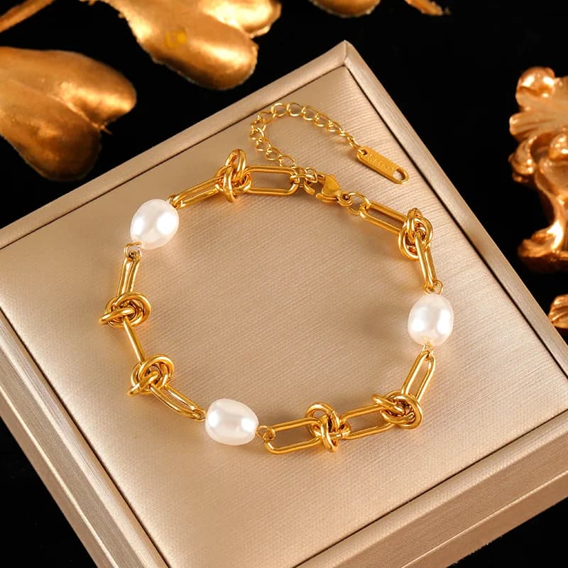 ชุดสร้อยคอและกำไลข้อมือโซ่ประดับเพชร Zircon