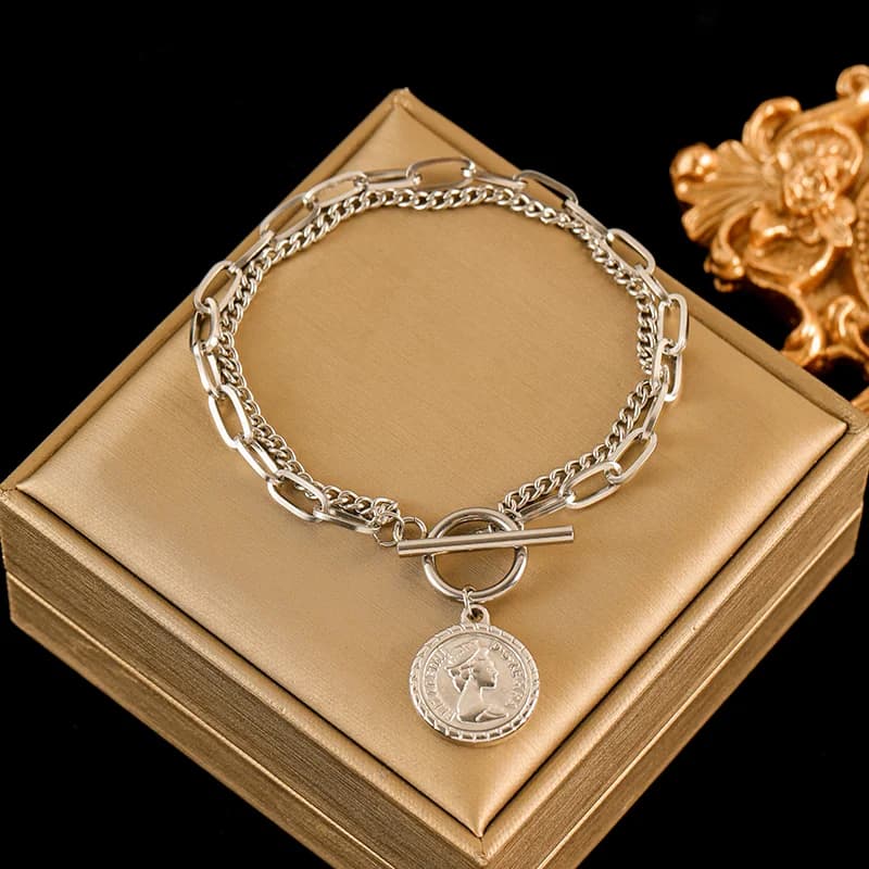Silver Color Charm Bracelet for Women