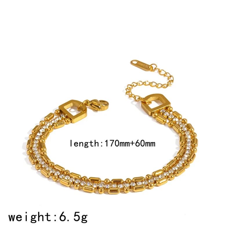 Cubic Zirconia Chain Bracelet Bangle, Gold