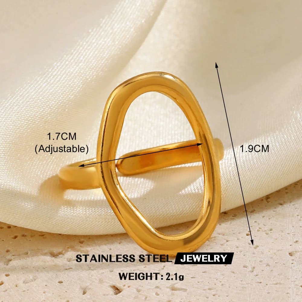 Wide Hollow Cuff Open Ring, 316L Stainless Steel