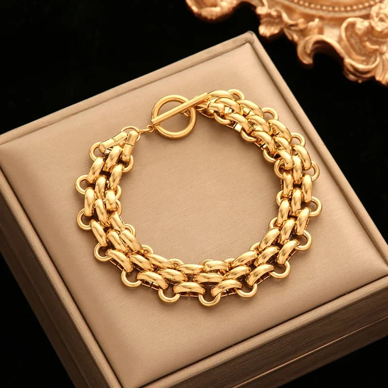 Thick Chain Bracelet, Gold and Silver Color