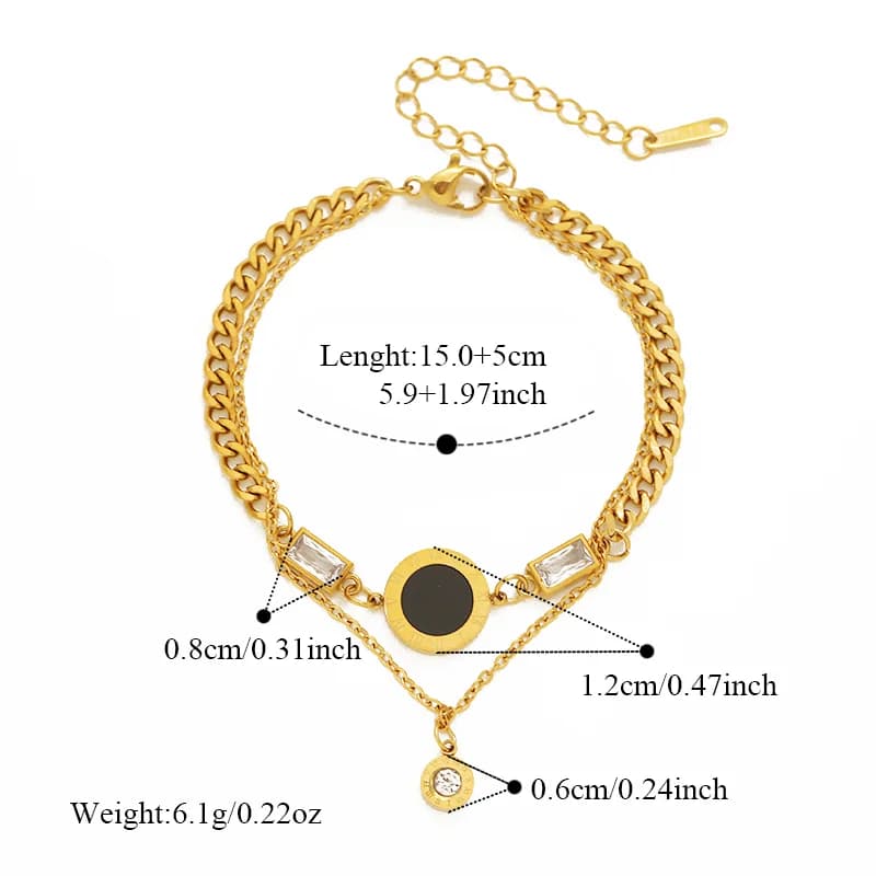 Round Roman Numeral Charm Bracelet