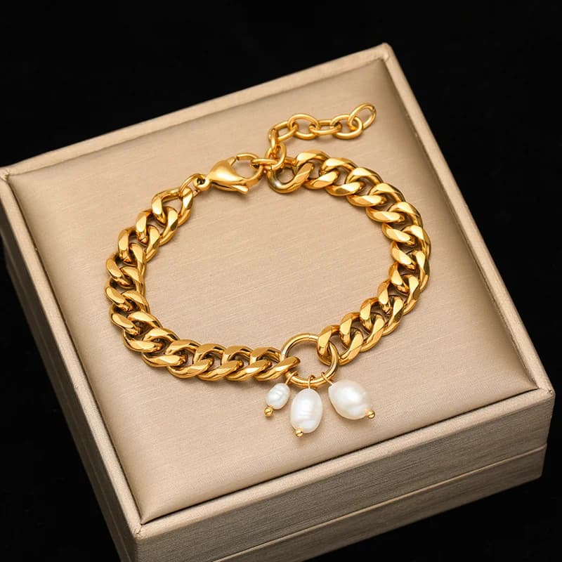Stainless Steel Gold Multilayer Wide Bracelet