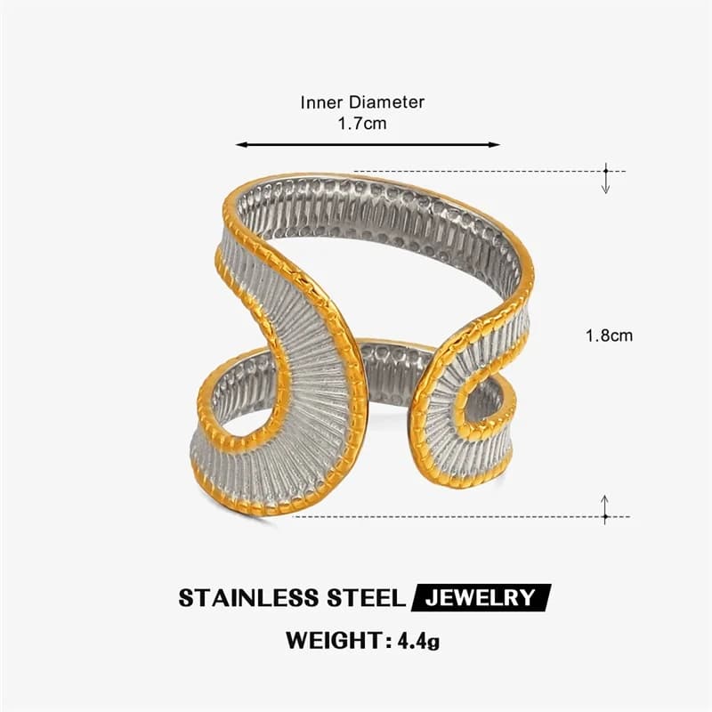 Stainless Steel Irregular Hollow Adjustable Cuff Ring