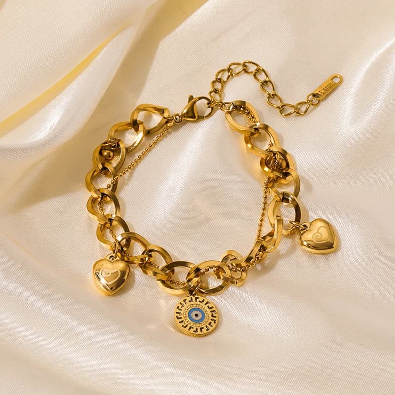 Geometric Circle Charm Stainless Steel Bracelet