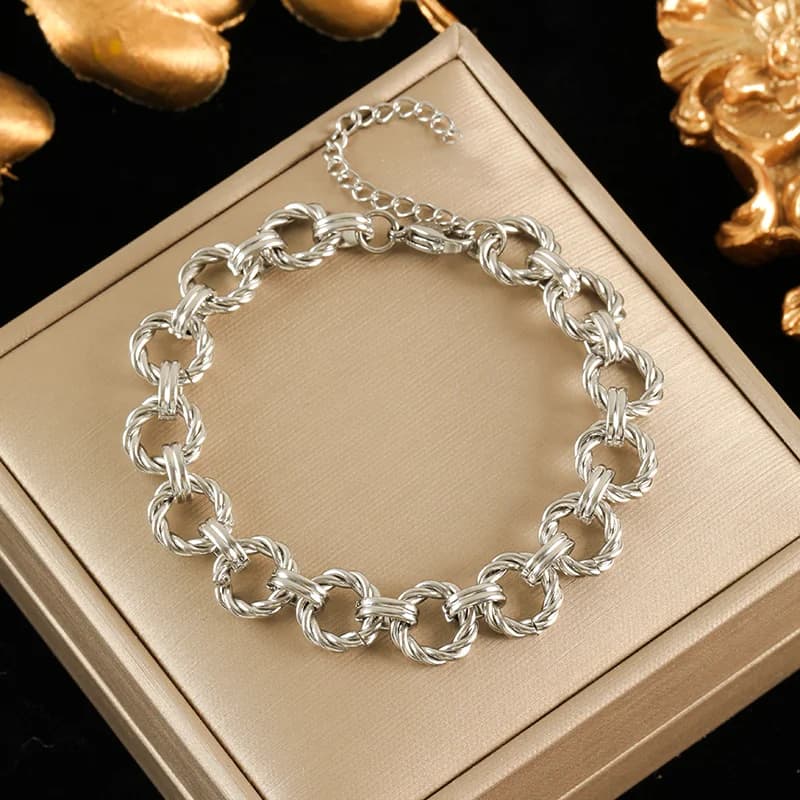 316L Stainless Steel Gold Plated Link Chain Set