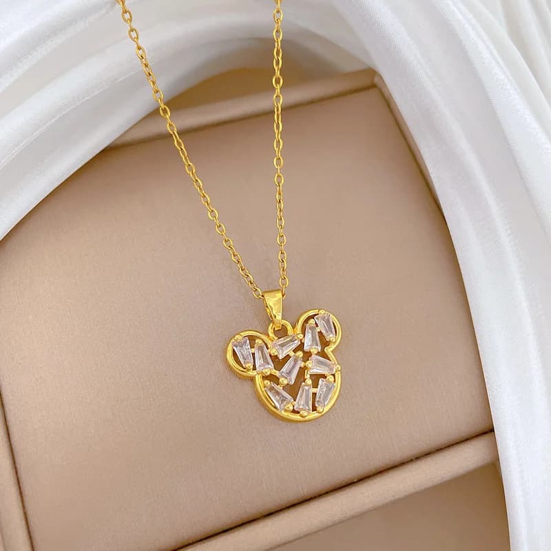 สร้อยคอจี้รูปนกฮูกประดับเพชร Zircon เปล่งประกาย