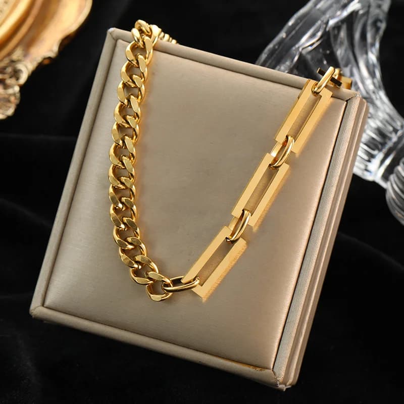 316L Stainless Steel Gold Cuban Chain Necklace