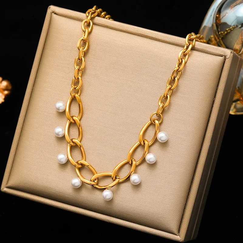 316L Stainless Steel Multi-Color 3-Layer Chain Necklace