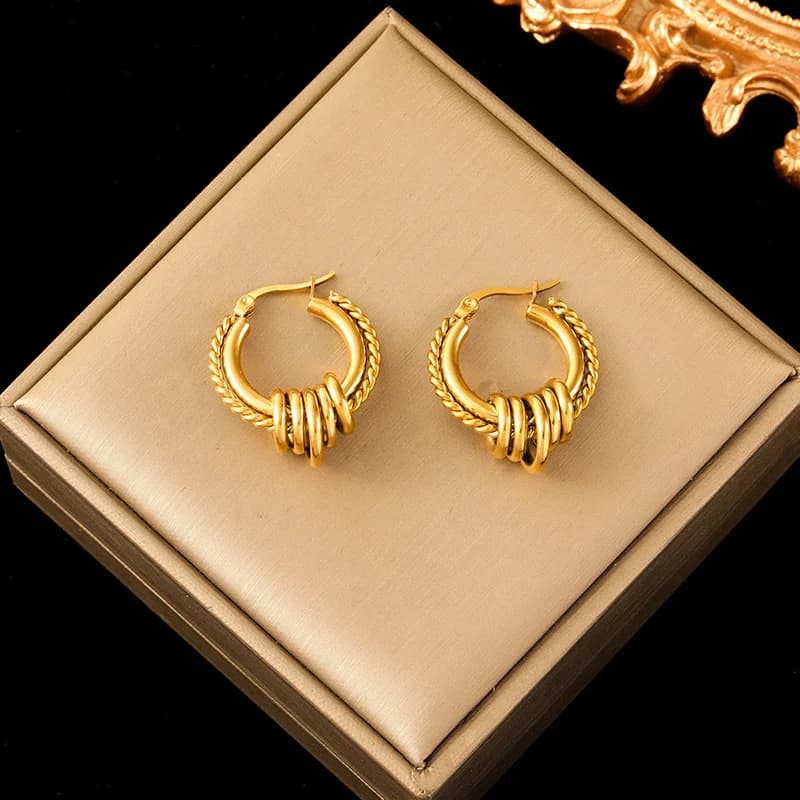 316L Stainless Steel Gold Stud Earrings for Women