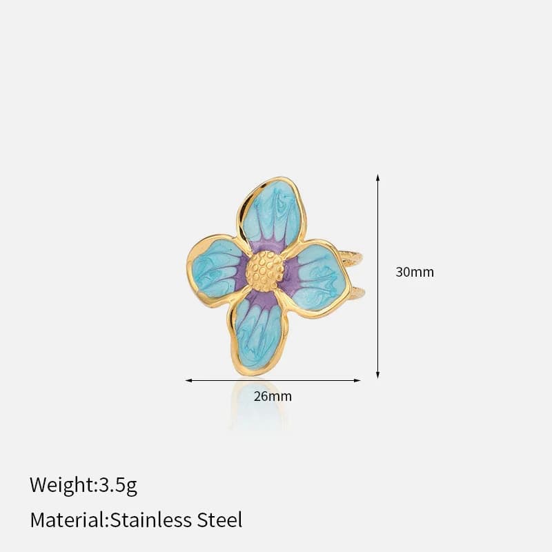 Blue-Purple Flower Open Ring