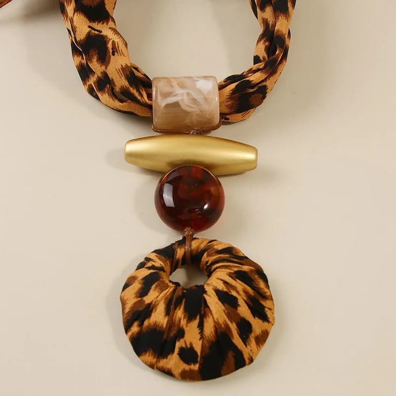 Leopard-Print Resin Pendant Necklace