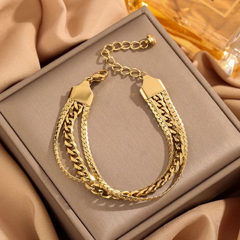 Cubic Zirconia Chain Bracelet Bangle, Gold