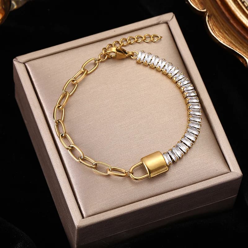 Sparkling Zircon Crystal Chain Bracelet