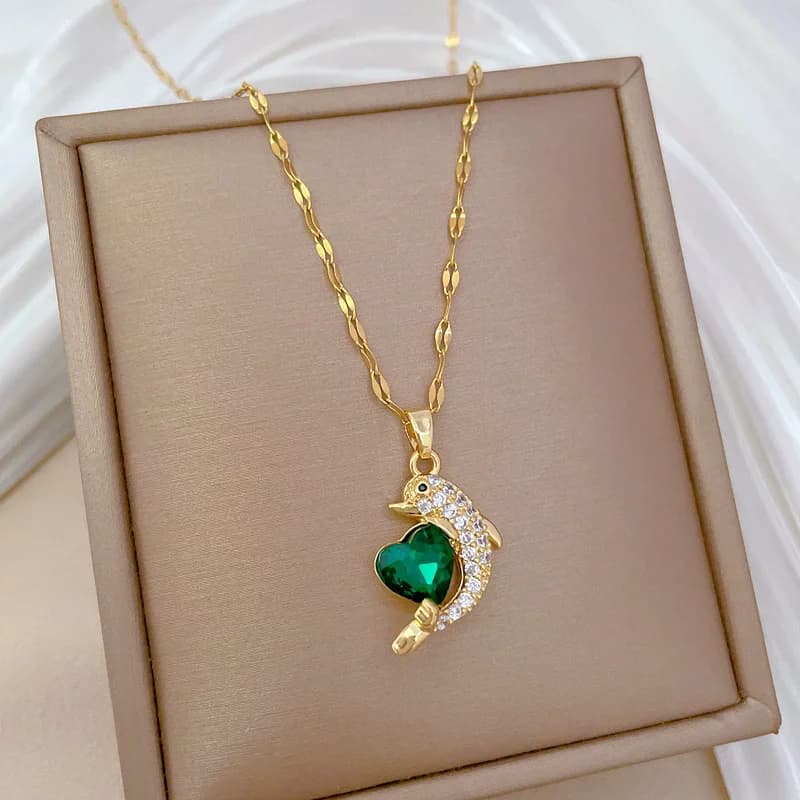 Reindeer Heart Zircon Pendant Necklace