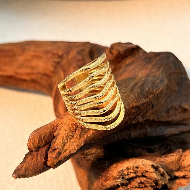Wide Hollow Cuff Open Ring, 316L Stainless Steel