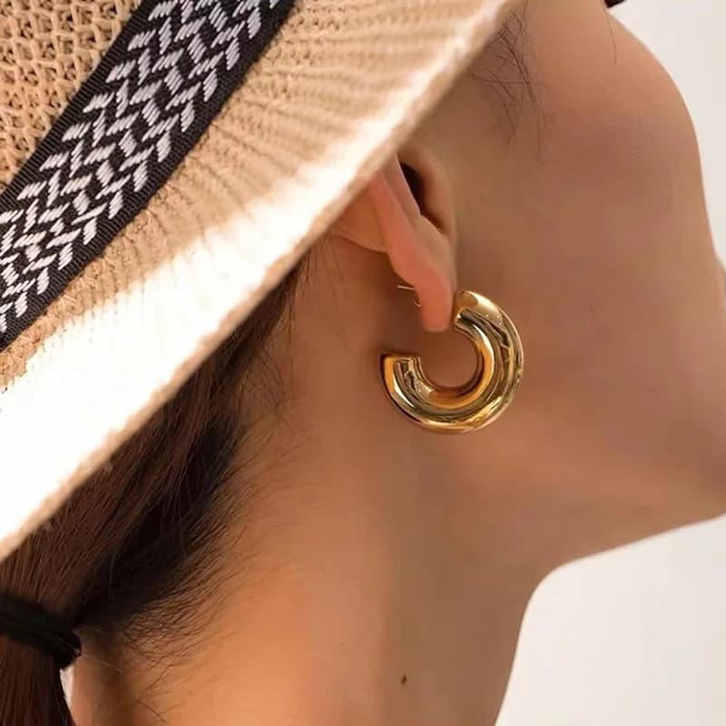 316L Stainless Steel Gold Stud Earrings for Women