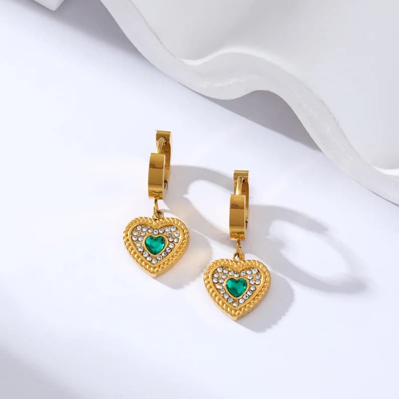 Butterfly Heart Drop Earrings, Gold-Plated