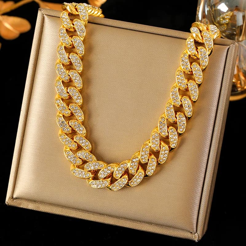 316L Stainless Steel Gold Cuban Chain Necklace