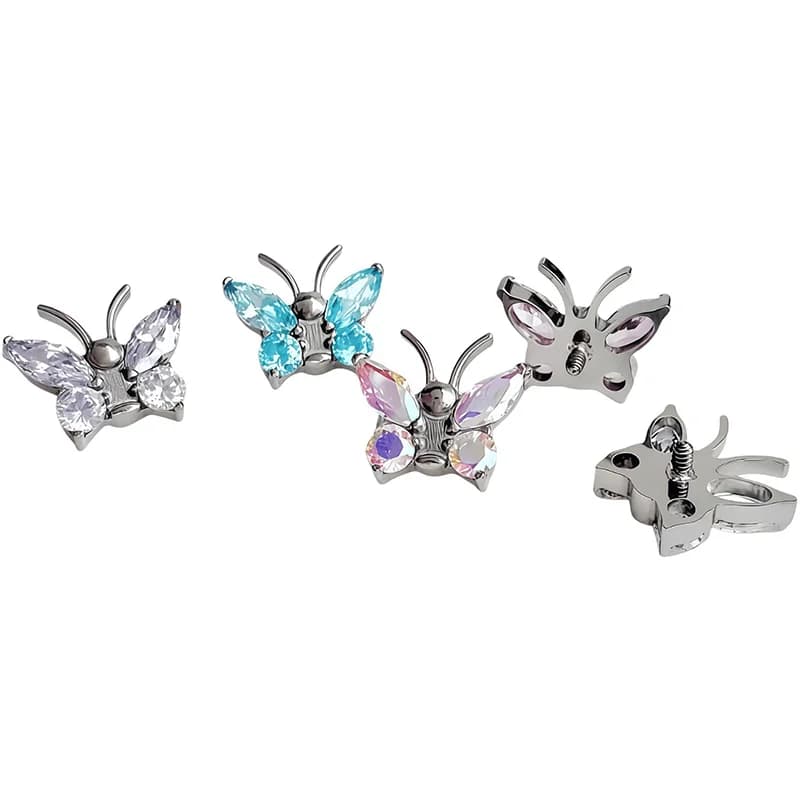 Titanium Spiral Butterfly Zircon Body Piercing