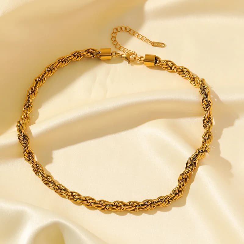 8mm Thick Twist Chain Necklace and Bracelet Set