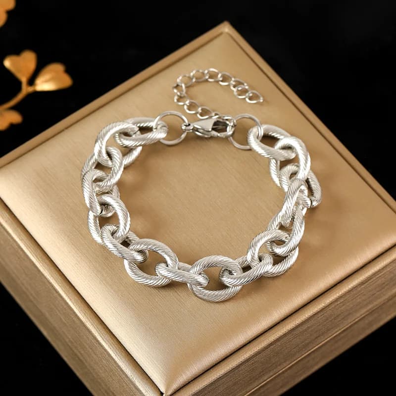 Thick Chain Bracelet, Gold and Silver Color