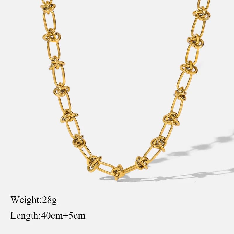 Knotting Chain Necklace and Bracelet Set, Gold