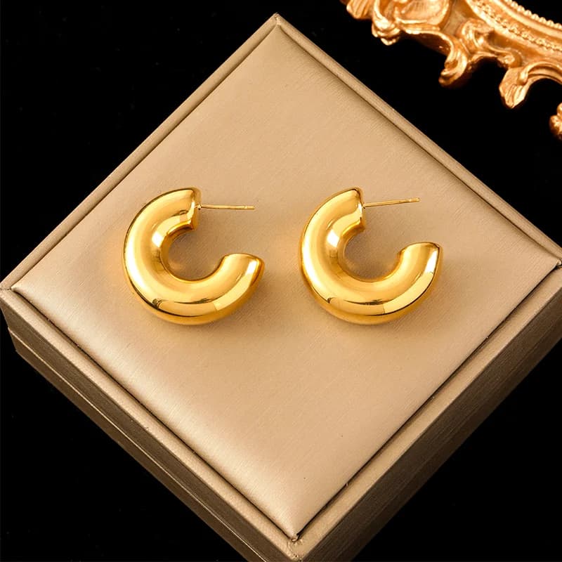 316L Stainless Steel Gold Stud Earrings for Women