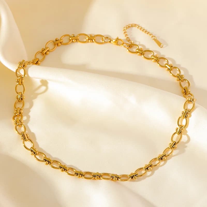 Metal Charm Statement Collar Necklace, Gold Plated