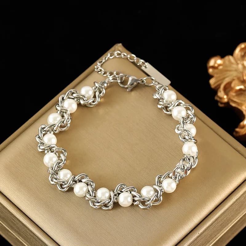 316L Stainless Steel Gold Color Heart Bead Bracelet