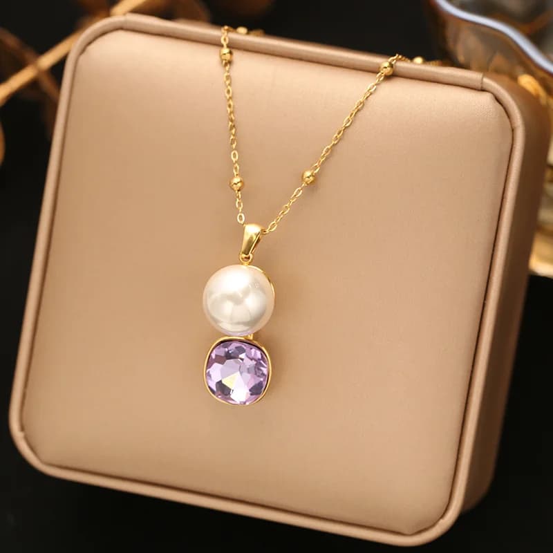 Large Square Zirconia Crystal Pendant Necklace