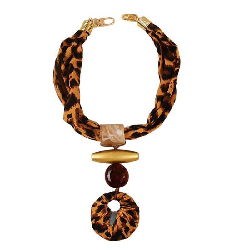 Leopard-Print Resin Pendant Necklace