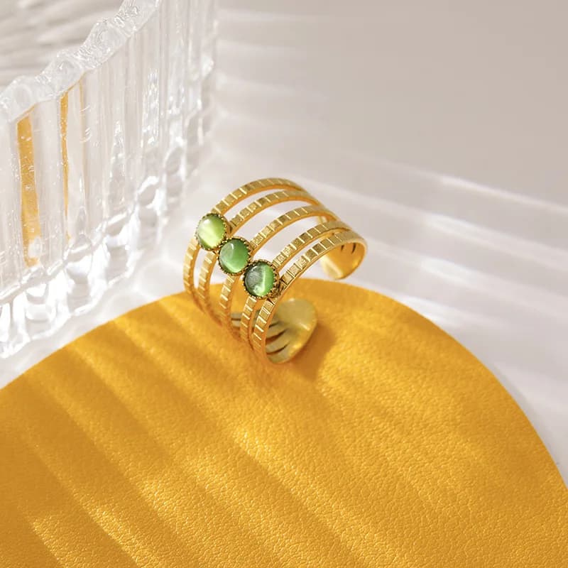 Stainless Steel White Zircon Cuff Open Ring