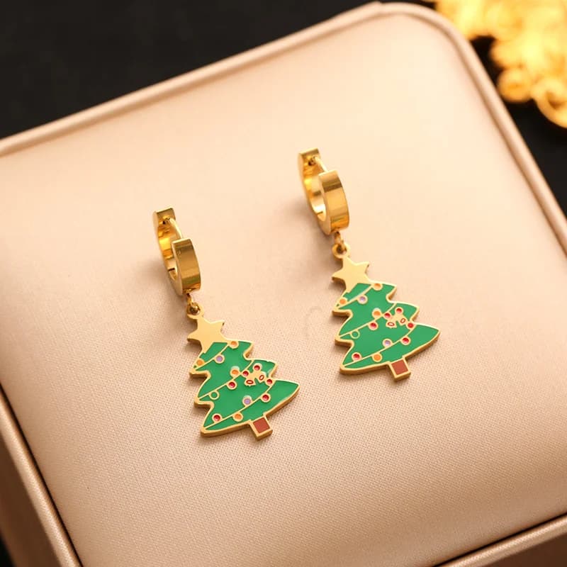Christmas Snowman and Reindeer Dangle Earrings