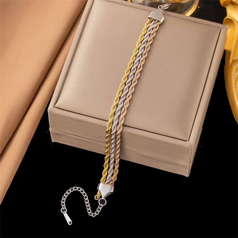Layered Twisted Bracelet, Gold-Plated