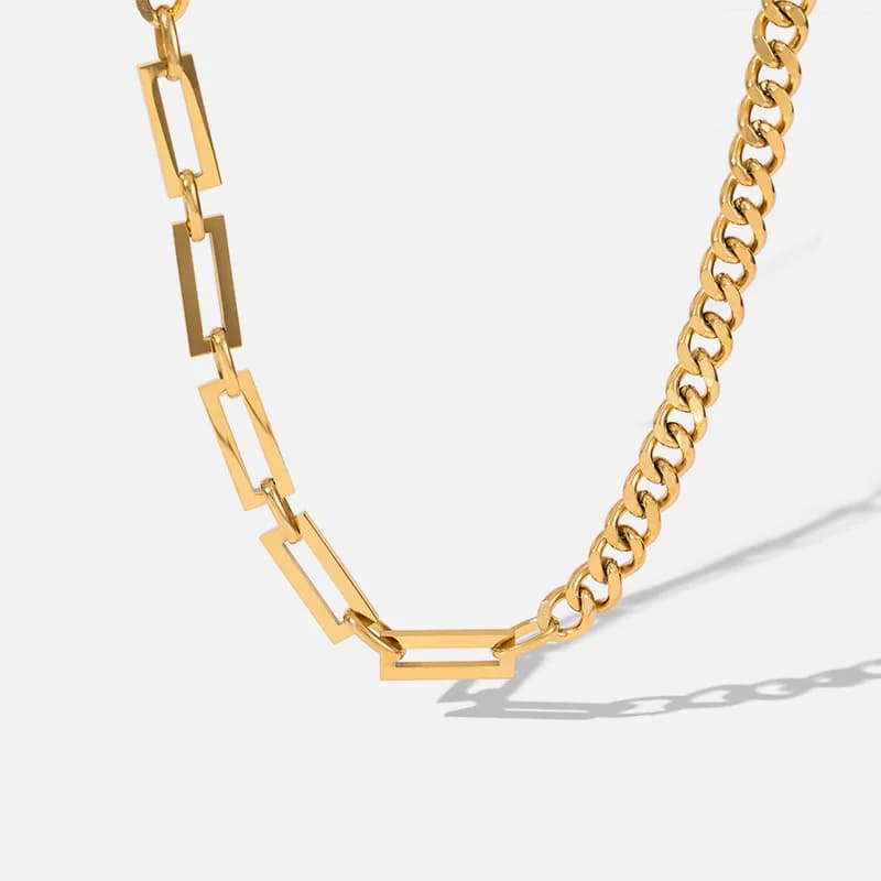 Big Link Chain Collar Necklace, Gold Color