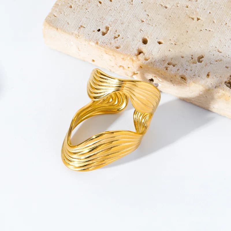 Exaggerated Open Adjustable Ring in Gold Stainless Steel