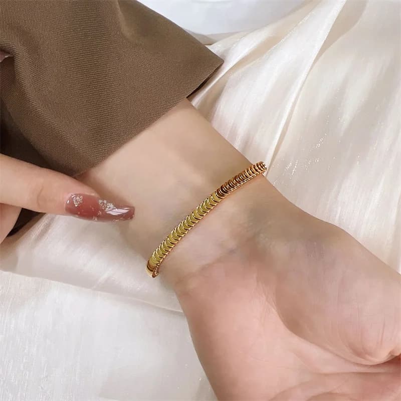 Gold Snake Chain Necklace and Bracelet Set